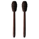 FOMIYES Varillas para Miel de Madera Negra de Nogal, 2 Unidades, Cucharas para Batir Miel y Jarabe, Accesorio de Cocina Adecuado para Servir y Mezclar Hogar Reutilizable