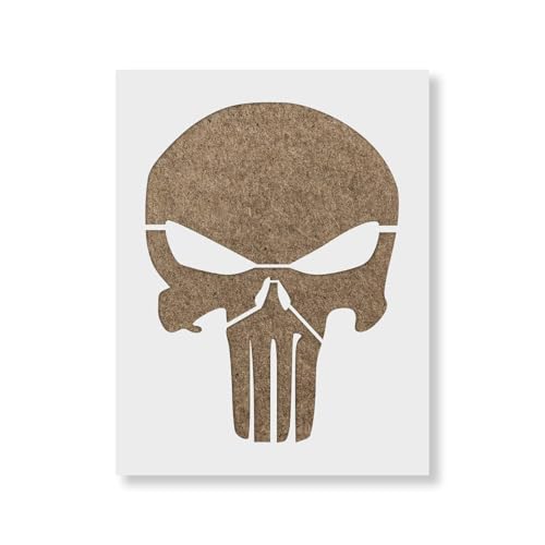 Punisher Totenkopf-Schablone – Bastelschablone für Airbrush, Malerei, Wandkunst, Dekoration, DIY-Vorlage, 7,5 mm, Mylar-Kunststoff, wiederverwendbar