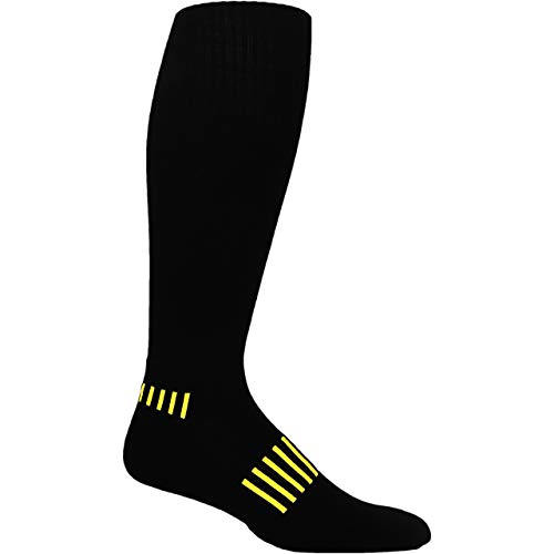 3-Pack Black with Yellow Standard Athletic Knee-High Soccer Socks3