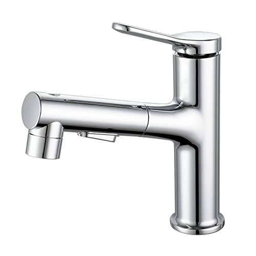 Robinet extractible blanc avec jet spray pour lavabo de salle de bain ergonomique