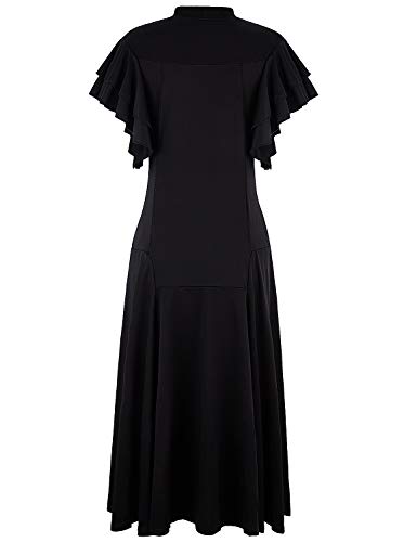 Vijiv Women's Vintage 1920s V Neck Long Bias Cut Sleeveless with Flutter Sleeves Bowknot Flapper Dress4