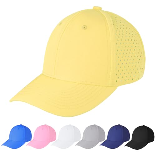 Image of AUYAO Unisex Waterproof Baseball Cap Classic Breathable Trucker Hats Lightweight Sports Cap Mesh Peak Cap Hat Sun Rain Protection Baseball Cap Sun Visor Hat for Running Hiking Fishing(Light Yellow)