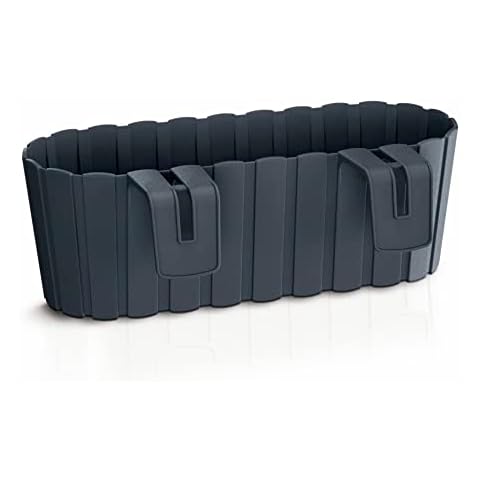 Prosperplast Boardee Hook Flower Box Balcony Flower Pot Planter 4.9 L 383 x 212 x 130 mm (Anthracite) Cover