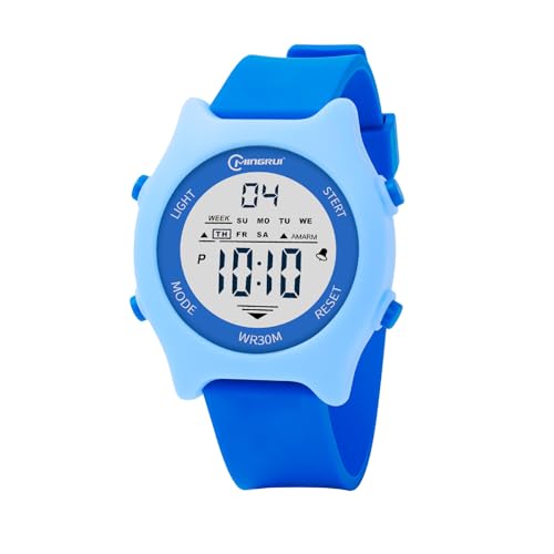 Mamiddle Reloj Infantil Niño 30M Resistente al Agua Reloj Digital con Alarma, Cronómetro, Calendario y Retroiluminación para Niños de 3 a 15 Años (Azul)