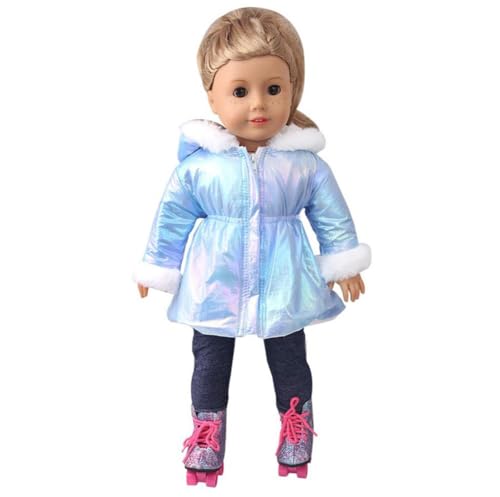 DUORUIMI Doll Clothes Winter Outfit Long Coat Jacket for American Girl Doll 18 inch, Blue, free size - Image 2