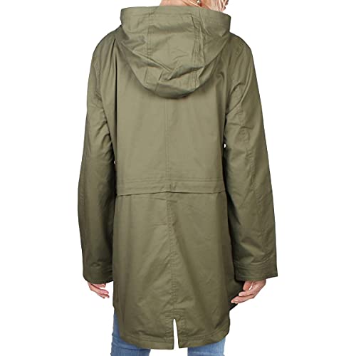 French Connection Women's Light Weight Hooded Cotton Anorak Jacket, Olive, Large #TOP1