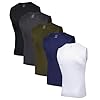 AMZSPORT Confezione da 5 Canotte da Uomo Traspiranti Maglia a Compressione, Maglia Funzionale, Maglia da Corsa, Canotta Senza Maniche per Sport, Palestra, Fitness e Running Tutti i Colori XL #1