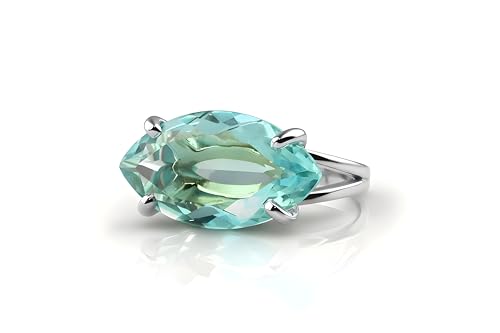 Topaze Bleue bague marquise en argent pour sublimer vos tenues de soirée et grands événements