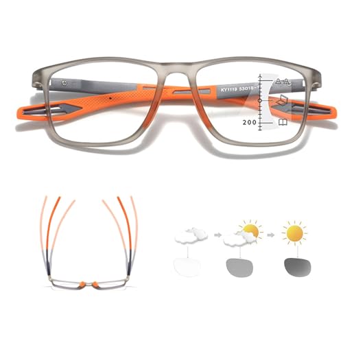 Genérico Gafas de Lectura con Filtro de Luz Azul Gafas de Presbicia, Gafas de Bloqueo Ultraligera Antiazules, TR90, Flexibles(Grey/Orange,2.0x)