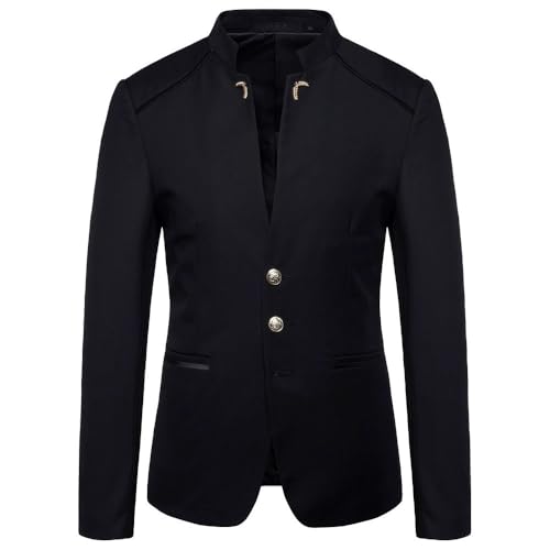 Men's Casual Blazer Fall Single Breasted Sport Coat Solid Color Stand Collar Suit Jacket