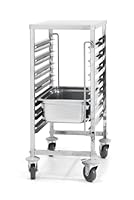 HENDI Abräumwagen, für GN 1/1 Tabletts/Behälter, mit Arbeitsfläche, mit 4 Rollen, 2 davon mit Bremse, 380x55x(H)925mm, Edelstahl