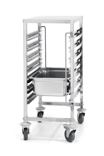 Chariot de débarrassage 70 kg max en inox HENDI pour transporter 7 plateaux GN 1/1 en toute sécurité