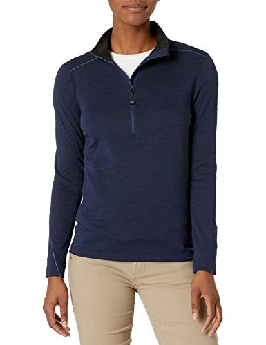 Terramar Women's Thermawool Merino Wool Half Zip Jacket, Ink Heather, Large (14)
