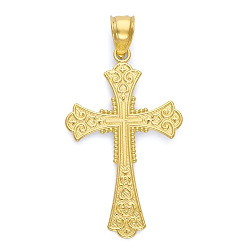 Solid Gold Crucifix Pendant in 10k or 14k, Religious Baptism Gift Cross Jewelry3