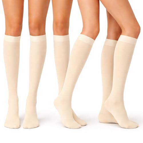 Image of Diamond Star Women's Trouser Socks, Opaque Knee High Nylon Socks, Stretchy Comfort Fit for Work and Casual, 6 Pairs