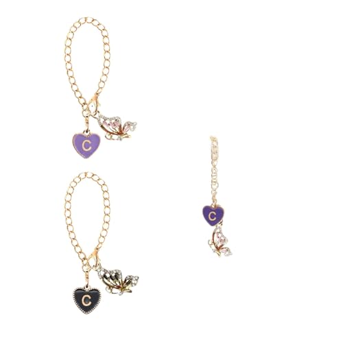 Qingonese 2PCS Black Purple Rhinestones Letter Charm for Stanley Cup-C