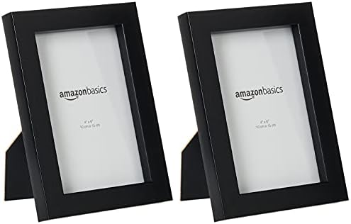 Amazon Basics Rectangular Photo Picture Frame, 4" x 6", Pack of 2, Black