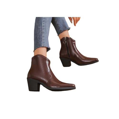 Bottines à bout pointu stables avec talon épais et zip latéral - 5