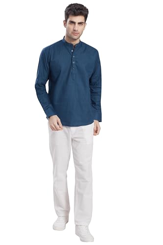 Image of DIVISIVE Men's Slim Fit Full Sleeves Cotton Short Kurta