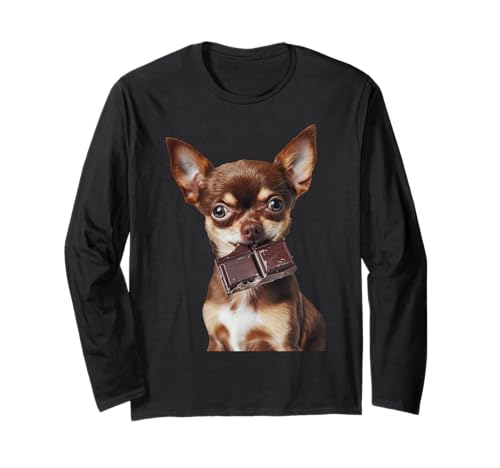 Design con chihuahua Cioccolato Chihuahua Maglia a Manica
