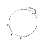 Tobilleras con Cadena y borlas de oblea de Luna Dulce de Plata de Ley 925 auténtica a la Moda para Mujer, Regalo de joyería para Mejor Amiga