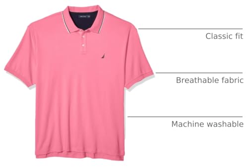 Image of Nautica Men's Classic Fit Short Sleeve Dual Tipped Collar Polo Shirt