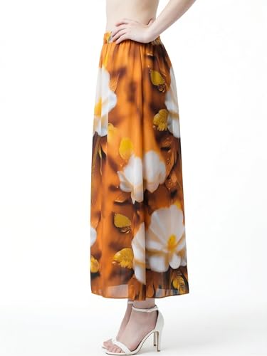 Image of VAGISHA Women's 4-Metre Flared Long Skirt | Skirts for Women Long Length | Long Skirts for Girls | Ethnic & Boho Printed Wear with Elastic Waist | Perfect for Party, Festive & Casual Look