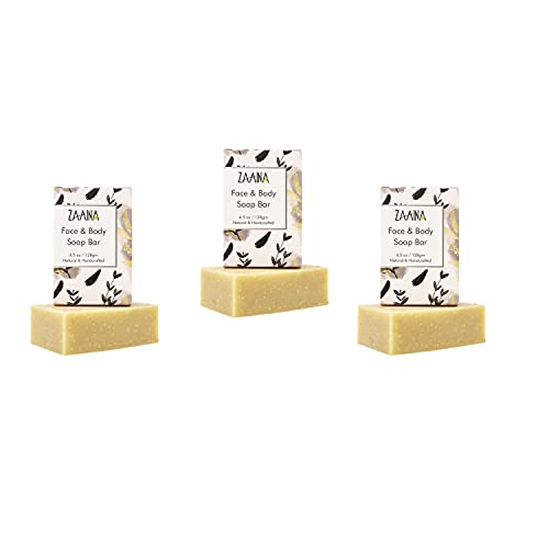 Turmeric Neem Soap, 100% Natural, Organic, Deluxe Herbal Soap with Premium Essential Oils and Ingredients, Helps Reduce Acne, Dark Spots, Blemishes, Handmade in USA by ZAAINA - 4.5 OZ