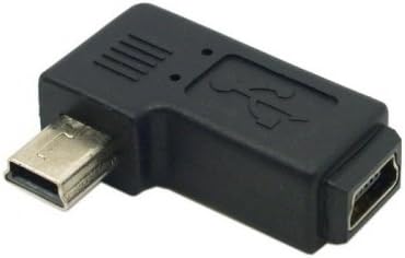 cablecc 2pcs 90 Degree Left & Right Angled Mini USB 5 Pin Male to Female Extension Adapter