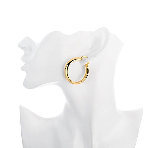 Nabtyjc Howllow 14K Gold Plated Thick Chunky Gold Hoop Earrings For Women Girls 7Mm #TOP4