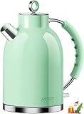 ASCOT Electric Kettle, Stainless Steel Electric Tea Kettle Gifts for Men/Women/Family 1.5L 1500W Retro Tea Heater & Hot Water Boiler, Auto Shut-Off and Boil-Dry Protection (Green)