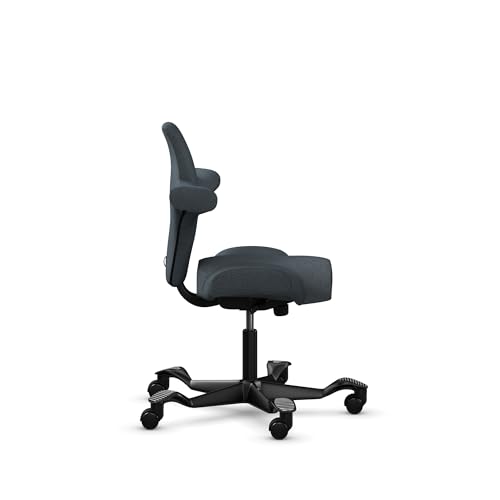 Image of HAG Capisco Standard Chair-Black Frame-Upholstered Dark Gray