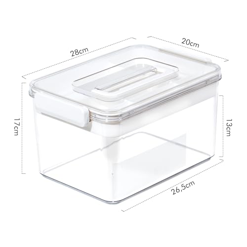 Theo&Cleo Medikamenten Aufbewahrung, Groß Medikamentenbox, Medizinbox, Hausapotheke box, Aufbewahrungsbox for medicine (Transparent-L)