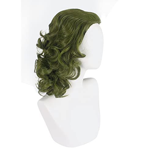 PORSMEER Men's Clown Joker Wig Curly Short Green Cosplay Wig Halloween Costume Party Wigs, verde, 24 inches - Image 3