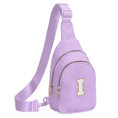 Birthday Gifts for 7 8 9 10 11 12 13 Year Old Girls Small Initial Sling Bag Cross Body Bag Fanny Pack for Girls Lavender I