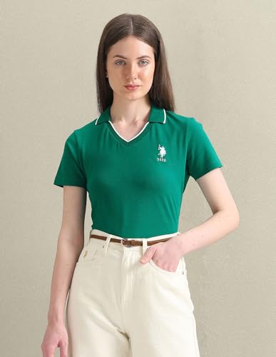Image of U.S. Polo ASSN. Women's Cotton Regular Fit Solid Polo Shirt