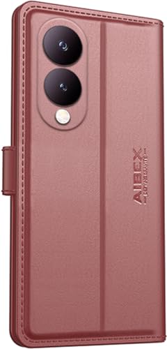 Image of AIBEX Compatible for Vivo Y28 5G / Vivo Y17s 4G Flip Cover Leather Finish | Inside TPU with Card Pockets | Wallet Stand | Complete Protection Flip Case - Brown