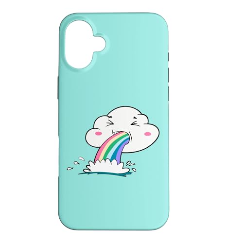 Cute Kawaii Rainbow Puking Cloud Design �X�}�z�P�[�X iPhone 16 Plus �p