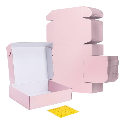 Image of RLAVBL 12x9x4 Shipping Boxes Set of 20, Pink Corrugated Cardboard Box for Packing, Mailing, Business, Gift