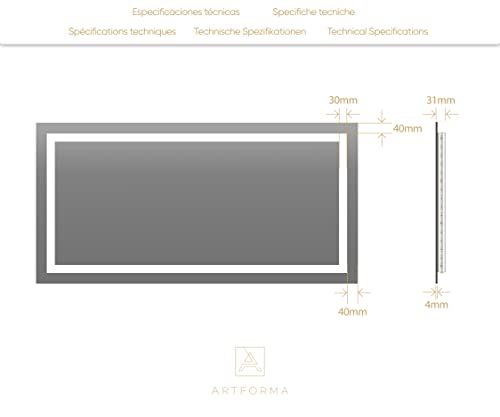 Badspiegel mit Beleuchtung - Led Spiegel Bad - 110x80 - Badezimmerspiegel Nach Maß - auf Individuelle Bestellung Gefertigt - Modernes… – Ansicht 6