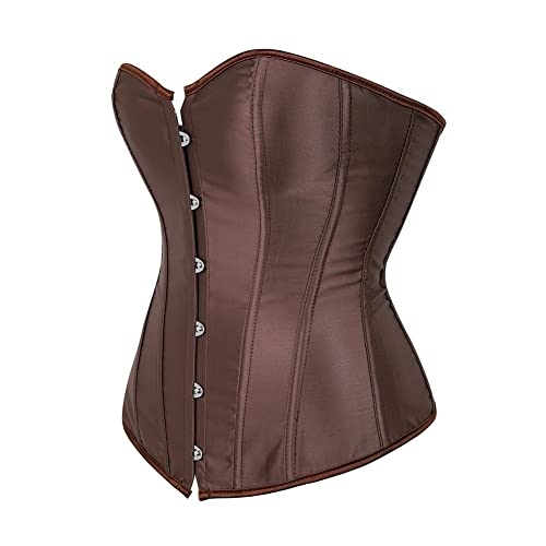Corset Corselet Espartilho Modelador Acetinado Linha Casual Tam 36 a 56 Marrom Chocolate M285