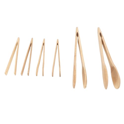 aqxreight Pinzas de Madera Reutilizables Multiusos, Utensilio de Cocina para Recoger Queso, Ensalada, Frutas, Pan, 6 uds.