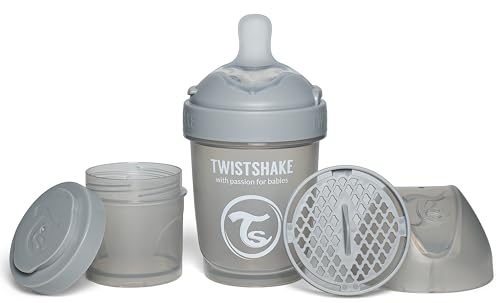 Twistshake Pro Double Biberón Anticólicos con Recipiente para Leche en Polvo - 180 ml | Pezón de Silicona de Flujo Lento con Forma de Seno | Sin BPA | Adecuado para Bebés Recién Nacidos (0+) | Gris Twistshake Pro Double Biberón Anticólicos con Recipiente para Leche en Polvo - 180 ml | Pezón de Silicona de Flujo Lento con Forma de Seno | Sin BPA | Adecuado para Bebés Recién Nacidos (0+) | Gris