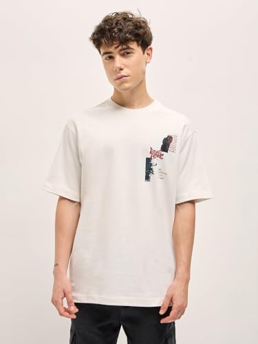 Image of The Bear House Men's Cotton Round Neck Oversize T-Shirt