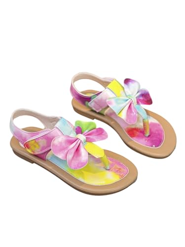 GORGLITTER Girl's Colorful Floral Thong Sandals Open Toe Slip on T Strap Summer Beach Vacation Slides Shoes