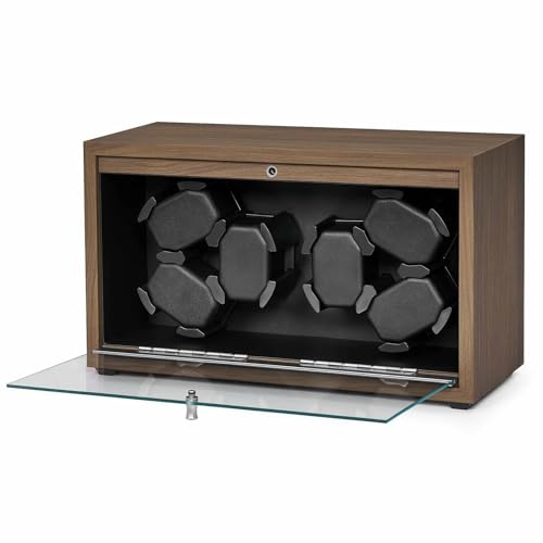 Remontoir pour 6 montres de luxe en bois de noyer noir et moteur silencieux