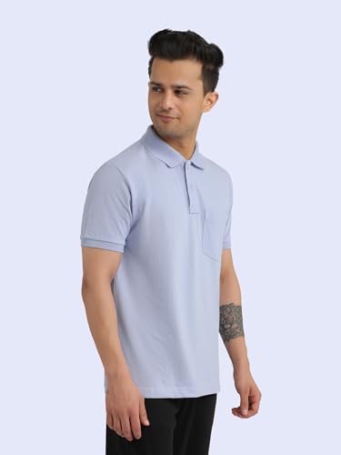 Image of Rupa Bumchums Men Super Combed Cotton Solid Half Sleeve Club Collar Polo Regular Fit T-Shirt with Chest Pocket