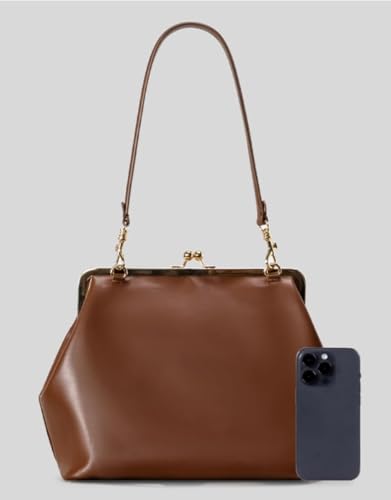 Image of Slouchy Kiss Lock Crossbody Bags Women Crescent KissLock Cross Body Hobo Shoulder Purses Kiss Clasp Hobo Handbags Wallet