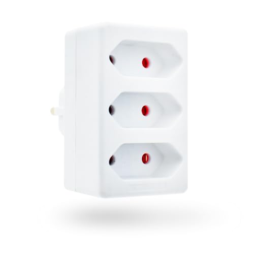 feletec 3-fach Steckdosenadapter 3x Euro, weiß, Mehrfachstecker, Mehrfachsteckdose