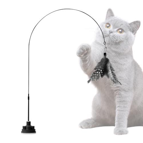 Jouet pour chats avec baguette, bâton avec cordon et sonnette pour chats, jouet résistant pour chiots pour chasse et plaisir